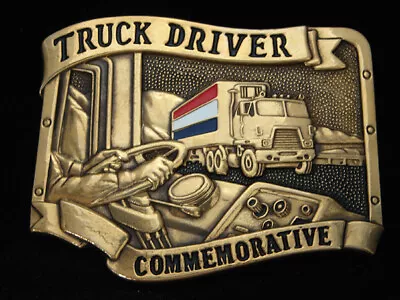 Oe21136 *nos* Vintage 1984 *truck Driver Commemorative* Solid Brass Baron Buckle • $23