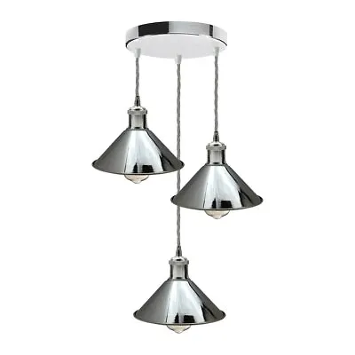 £36.93 • Buy 3 Head Ceiling Pendant Cluster Light Modern Fitting Cone Style Shade Lights