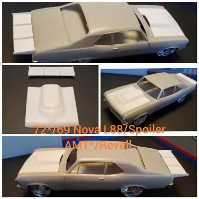 Resin Rear Spoiler & L88 Hood Combo For '72*/69 Nova AMT*/Revell 1/25.  • $12.50