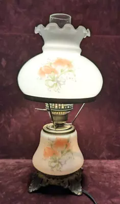 * Vintage Gone With The Wind 3-Way Hurricane Parlor Lamp Floral 16 Inch • $42.50