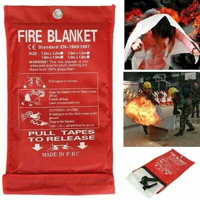 Quick Release Home Office Kitchen Safety Shelter Large Fire Blanket In Case UK • £4.99