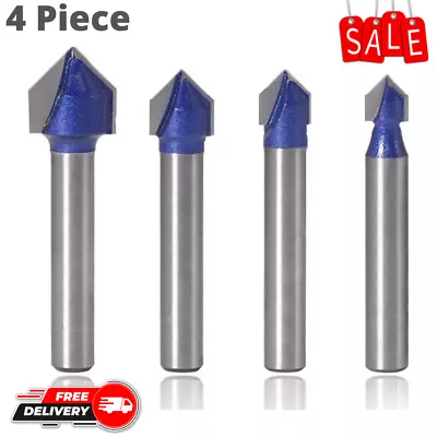 Industrial Grade 1/4in Shank V 90 Degree Groove Router Bit Set Cnc Engraving Bit • $15.87