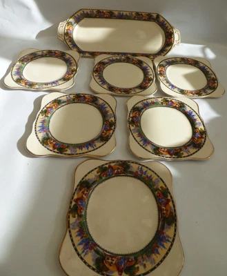 £15 • Buy Art Deco Solian Ware Soho Pottery Ltd Country Cottage Sandwich And Tea Plate Set