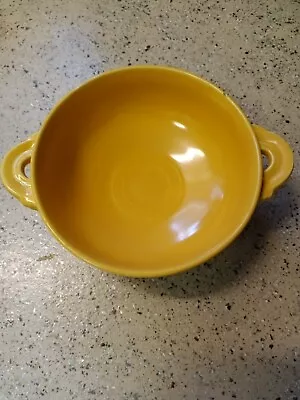 VINTAGE  FIESTA USA  Yellow Glaze Cream Soup Bowl Handled Footed 5  1936-1959 • $37