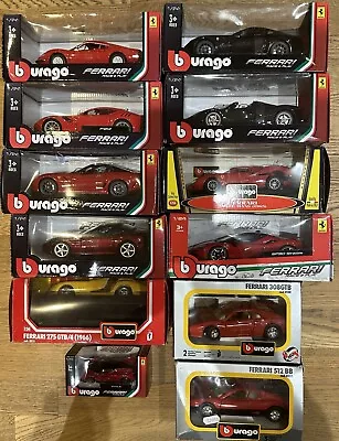 Burago - Job Lot X 12 Ferrari Diecast Models 1:24 1:43 - ALL Boxed Nr Mint • £30