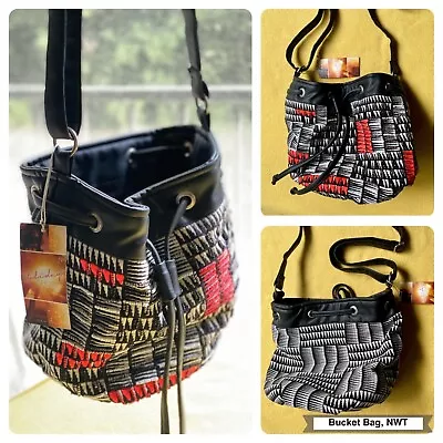 ASOS New Look All Over Printed Beaded Bucket Bag Multi: Black Red White NWT • $10