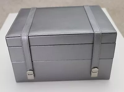 New In Box MORELLE Silver Gray Leather Jewelry Storage Box Magnetic Closure  • $79