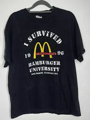 Vintage 1996 McDonald's Hamburger University Illinois USA T-Shirt Sz L Spell Out • $63.94
