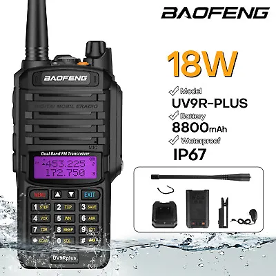 Baofeng UV-9R Plus VHF UHF Walkie Talkie Dual-Band Ham Handheld Two-way Radio • $39.88