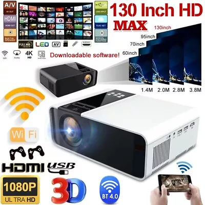 4K 1080P HD WiFi Bluetooth Mini 5D LED Home Theater Projector Cinema 23000Lumens • $109.99
