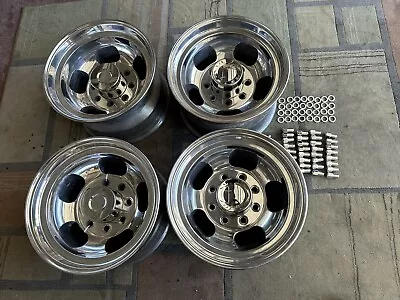 4 VINTAGE 16.5 X 9.75 8-LUG POLISHED SLOT MAG WHEELS TRUCK VAN 4x4 FORD GM DODGE • $999