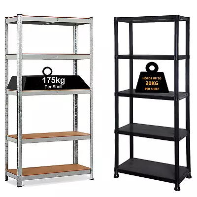 5 Tier Racking Shelf Heavy Duty Garage Shelving Storage Shelves Unit Organiser • £26.85