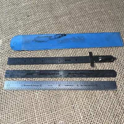 Lot Of  3   Vintage Steel Machinist Rulers- General / Brown & Sharpe / MSC • $9.75