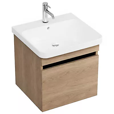 Britton Dalston Wall Hung 1-Drawer Vanity Unit & Basin 500mm - Golden Oak • £277.95