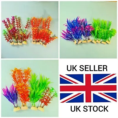 4 Artificial Fake Plastic Plants For Fish Tank Aquarium .YOU CHOOSE PACK COLOUR  • £6.99