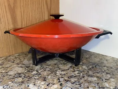 Vintage 1975 Red West Bend Electric Wok  Made In USA Wisconsin. Works Perfectly • $21