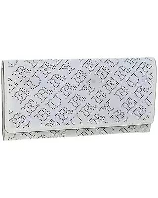 Pre Loved Burberry Sophisticated White Leather Long Wallet With Iconic Logo • $611