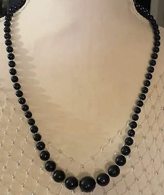 Coro Signed Graduated Navy-Blue Beaded Necklace • $9.99