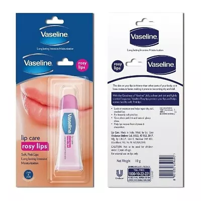 Vaseline Lip Care Rosy Lips Soft Pink Lasting Intensive Moisture Chapped Dry 10g • £3.99