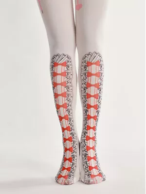 Unique Romantic Bow Cravat Suspender Printed Tights  Harajuku Japanese Lolita • £15.99