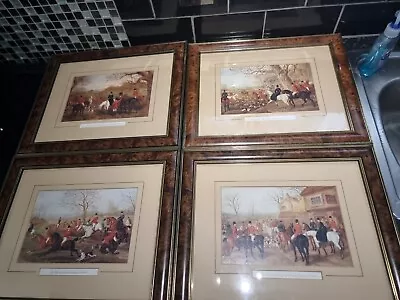 Beautiful Vintage Fox Hunting Scene Pictures Set Of 4 Pictures . • $104.82