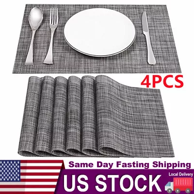 Set Of 4 PVC Placemats Washable Cloth Dining Table Kitchen Place Mats Non-Slip • $5.95