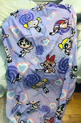 Vintage 2000s Powerpuff Girls Twin Bed Bedding Sheet Cartoon Bubbles Blossom • $19.99