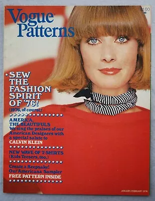 VOGUE PATTERNS BOOK FASHION MAGAZINE JAN FEB 1976 Sewing Catalog Fabric Home • $15