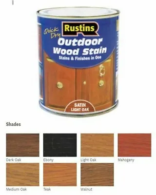 £9.99 • Buy Rustins Quick Dry Outdoor Exterior  Wood Stain Varnish Satin 