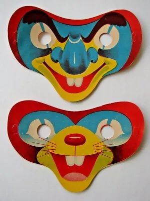 Rare Vintage Monster Halloween Masks - Lot Of 2 Cardboard 1950's - Made In Japan • $25