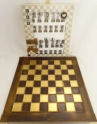 VTG Les Cyclades Greek Mythology Handmade Metal Chess Game Set W/ Board • $89