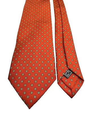 Sid Mashburn Orange English 100% Silk Yellow Medallion Men's Dress Neck Tie • $69.97