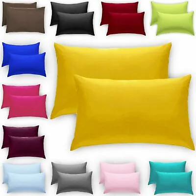 2 X Pillow Luxury Case Plain Dyed Fine Polycotton Housewife Pillow Cover Cases • £3.98