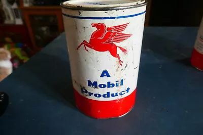 Vintage Empty 5 Pound Size Mobil Mobilgrease Oil Can Lot 24-7-CH-A • $19.99