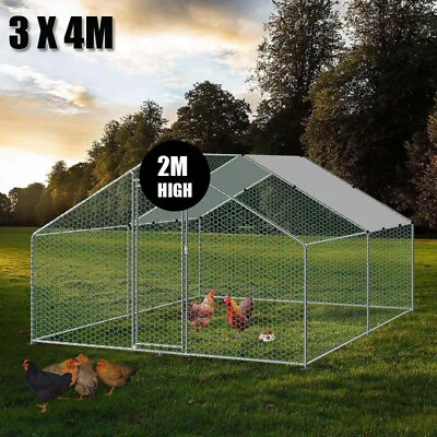 Large Walk-in Pet Chicken Run Coop Cage Rabbit Hutch Ferret House W Cover 3x4x2m • $299