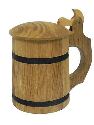 £27 • Buy Wooden Oak Beer Mug Cup Tankard Birthday Very Solid Father's Day Gift 0.65L M9