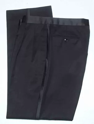 Jones New York Tuxedo Pants Black Wool Pleated Men's Size 33 X 31 • $34.99