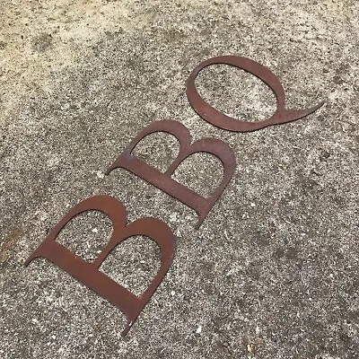 A Rustic 5” Classic Font BBQ Letters Sign Rusty Metal Word Vintage Garden Home • £18.89