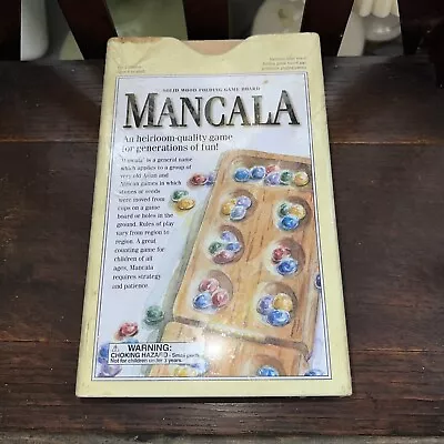 Mancala Solid Wood Folding Game Board 46 Gemstones Complete 2005 • $10