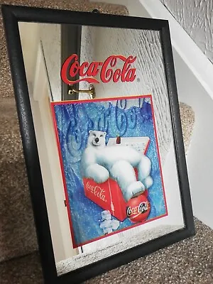 Vintage Retro Coca Cola Advertising Mirror With Polar Bear 1999 • £25