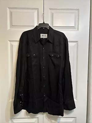 H BAR C Ranchwear Shirt Size 2XL XXL Black Pearl Snaps Men's Long Sleeve • $14.99