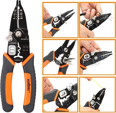 6-in-1 Wire Stripper 8  Stripping/Crimping/Cutting Electrical Tool 10-18 AWG • $8.99