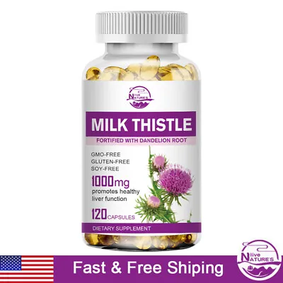 Organic Vitamin Milk Thistle Silimarina 120 Capsules 1000mg For Liver Support  • $12.75