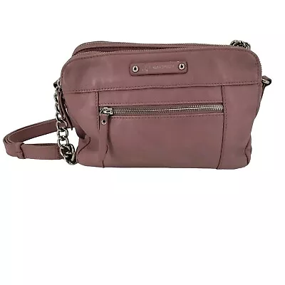 B. MAKOWSKY Bag Dusty Pink Leather  Crossbody Chain Top Double Zip Magnetic  • $29.99