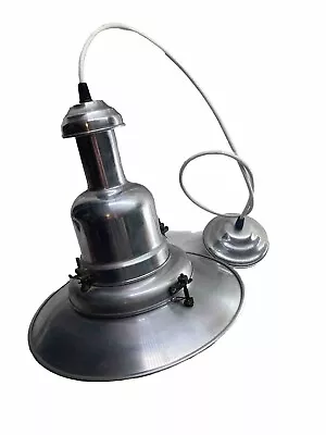 Vintage Fishermans Industrial Ceiling Pendant Light Large Aluminum Made In UK • $25