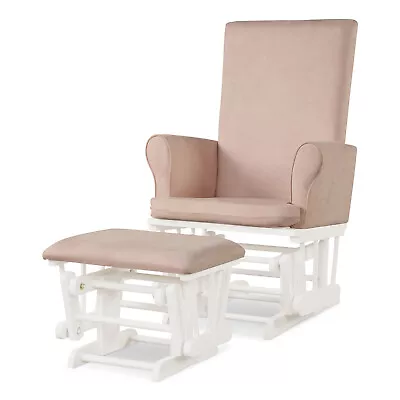 Costway Glider And Ottoman Cushion Set Wooden Baby Nursery Rocking Chair Pink • $249.99