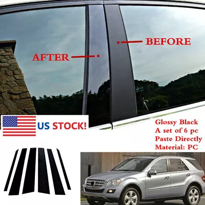 6Pcs Car Door Pillar Post Trim Cover For 2006-11 Mercedes Benz ML350 ML550 W164 • $15.12