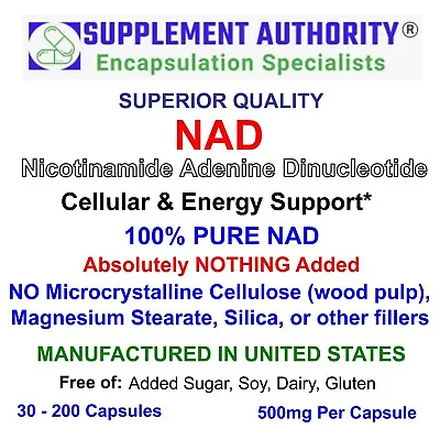 NAD Powder Capsules 500mg - 30 - 200ct Bags - SUPER FRESH! - NEW! - Intro Price! • $17.48