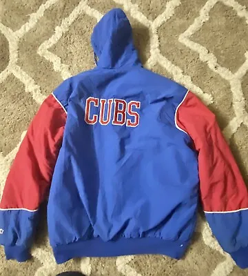 Vintage Chicago Cubs Starter Hooded Windbreaker Jacket Size XL  USA Made • $45