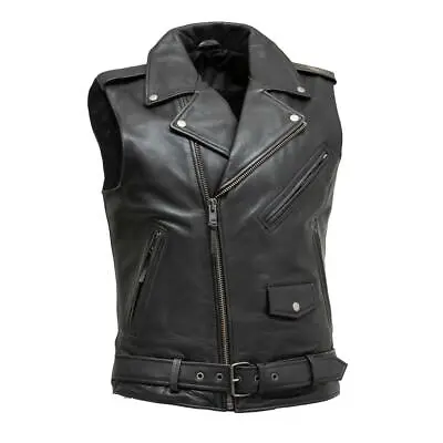 Men's Motorcycle Vest Rockin- A Symetrical Mc Leather Vest • $287.88